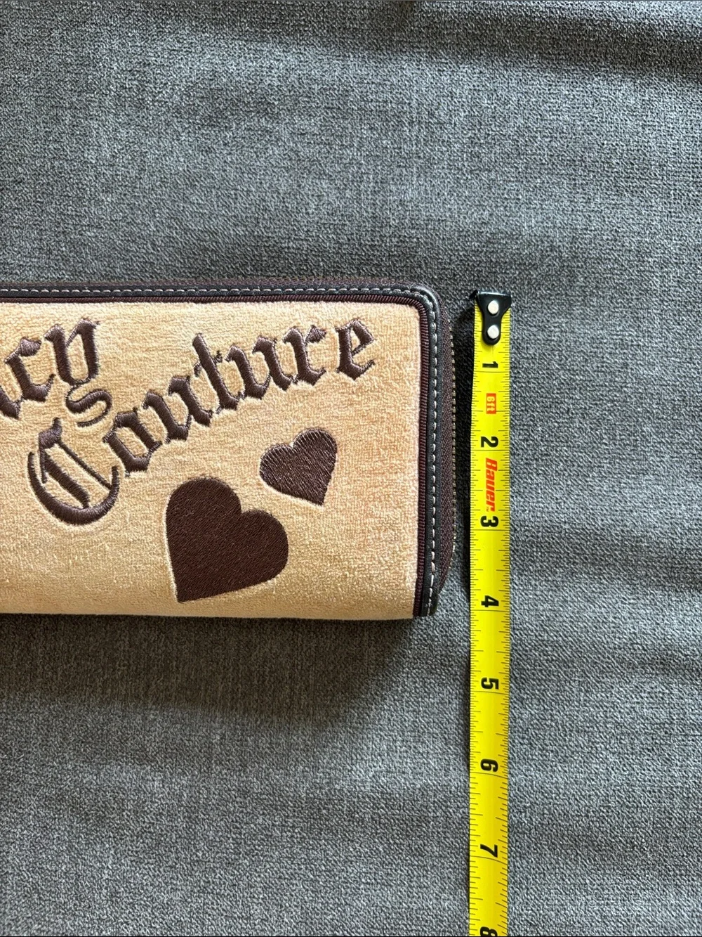 Vintage Y2K juicy couture continental full zip wallet in tan brown velour